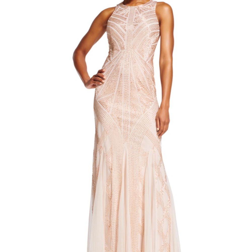 Adrianna Papell beaded halter dress